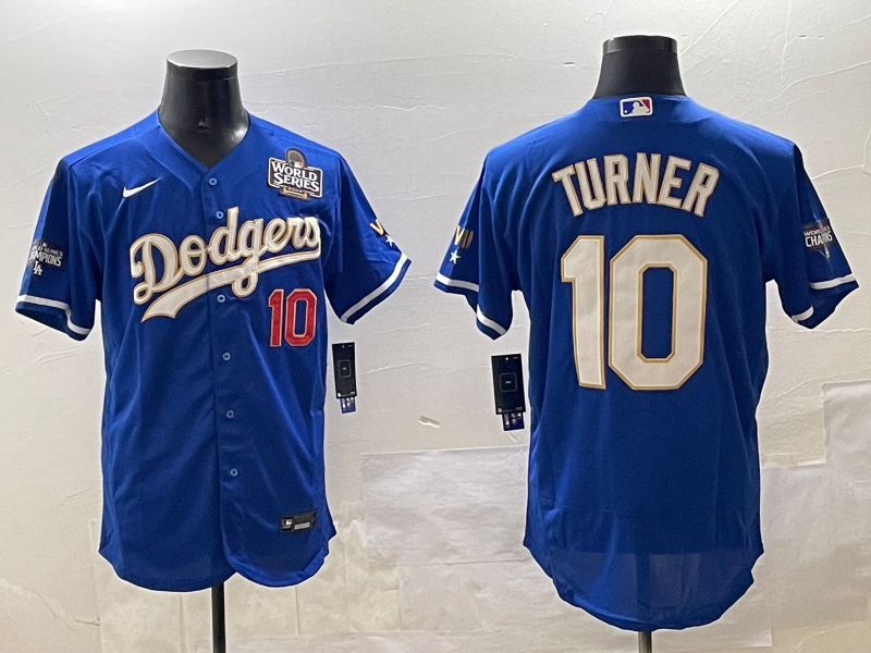 Men Los Angeles Dodgers #10 Turner Blue Gold Elite 2025 Nike MLB Jersey style 6->los angeles dodgers->MLB Jersey